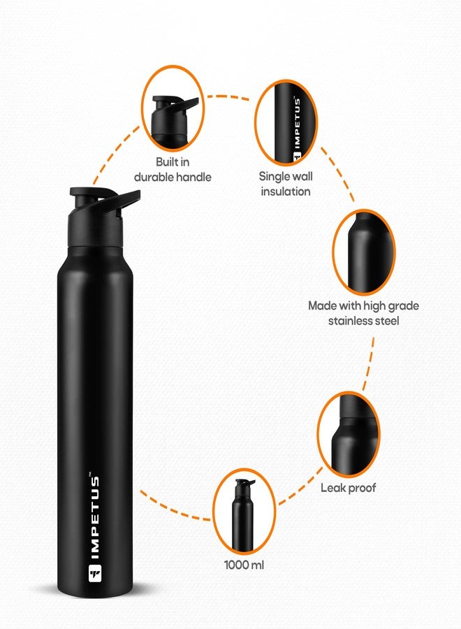 IMPETUS Water Sipper Stainless Steel Bottle 1 Litre for School, Gym, Men - Leakproof, Rust-Free Steel Sipper, Durable Long-Lasting - Image 2